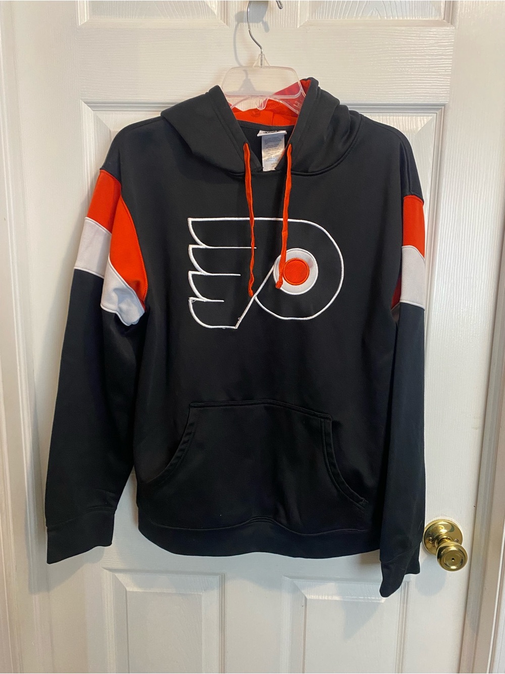 NHL Black and Orange Pullover Hoodie with NHL Patch